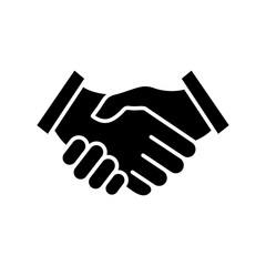 Handshake icon. Black arms gesture silhouette. Business agreement concept. Vector illustration isolated on white.