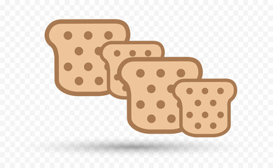  Bread vector icon on transparent background.