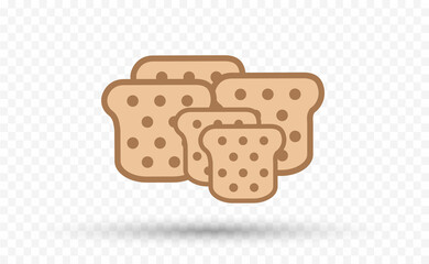  Bread vector icon on transparent background.