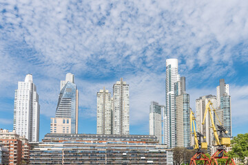 Day view of the buildings of the financial district in Puerto Madero, Buenos Aires