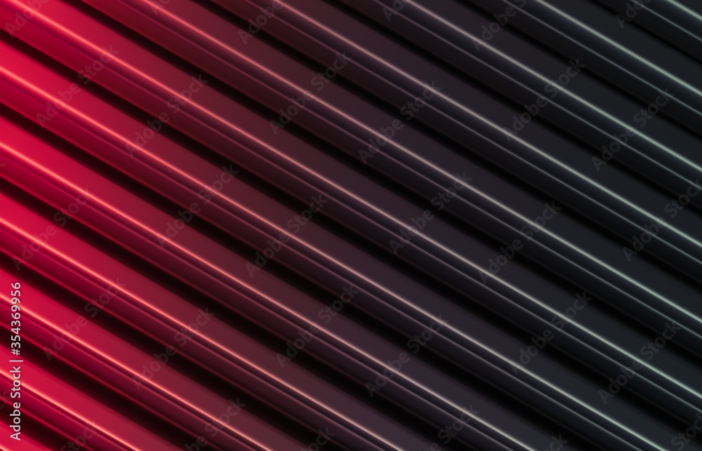 Poster Abstract black and red background with geometric stripe pattern. minimalist black. 3d render.