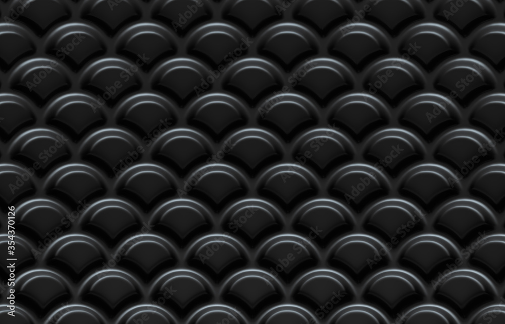 Poster Abstract black background with geometric japanese wave pattern. minimalist black. 3d render.