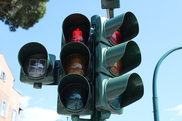 red traffic light on the road