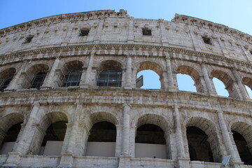 Naklejka premium colosseum in rome italy Colosseum in rome is among wonders of world and famous tourist destination and ancient amphitheater once used for gladiator fight 