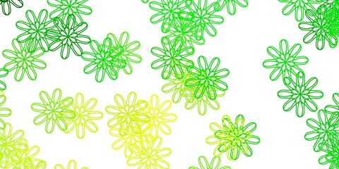 Fototapeta na wymiar Light Green, Yellow vector doodle background with flowers.