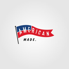 american flag vintage minimalist logo vector illustration design