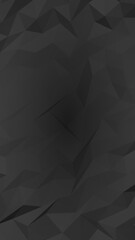 Obraz premium Black abstract background. Lowpoly backdrop. Gloomy crumpled paper. Vertical orientation. 3D illustration