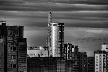 black and white urban landscape