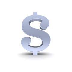Dollar sign Dollar money symbol silver US currency sale icon 3d