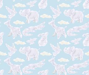 動物の形の雲連続パターン