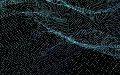 Abstract landscape background. Cyberspace gray grid. hi tech network. 3D illustration