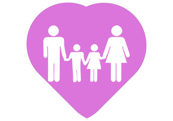 Coraz&oacute;n rosa con familia representando el amor familiar.