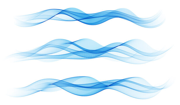 Set of blue abstract wave design element