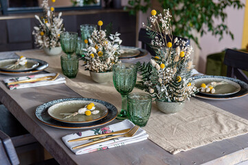 Delicious table serving for four family people