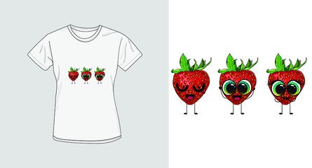 Print for t shirt design with three wise ananas. Funny illustration of pineapple character for print.