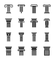 Pillar sketch icons set