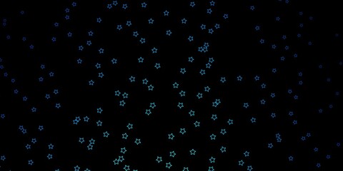 Dark BLUE vector template with neon stars. Shining colorful illustration with small and big stars. Theme for cell phones.
