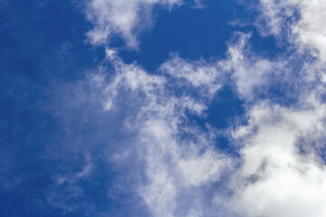 Light cumulus clouds in the blue sky