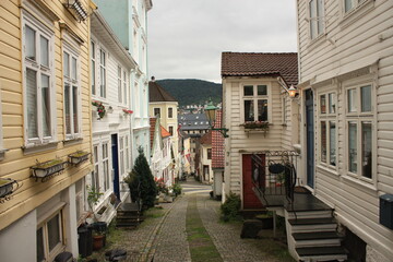 Obraz premium Maisons en bois vieille ville de Bergen Norvège 
