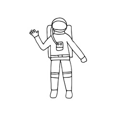 Doodle astronaut icon in vector. Hand drawn astronaut icon. Doodle cosmonaut icon in vector
