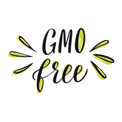 GMO free lettering. Eco Food Hand Drawn Sign.
