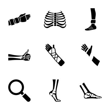 Pack of Bone Fracture Solid Icons