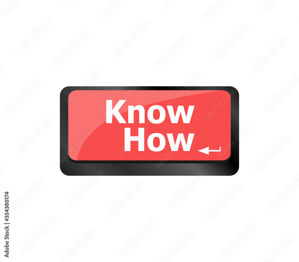 Poster know how knowledge or education concept with button on computer keyboard