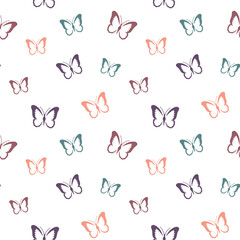 Butterflies in pastel colors seamless pattern. Butterfly design for fabric, paper.