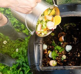 Kitchen Compost Bin with Food Scraps