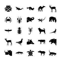 
Wildlife Solid Icons Set
