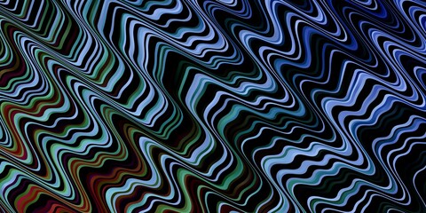 Dark Multicolor vector layout with wry lines. Colorful illustration with curved lines. Pattern for commercials, ads.