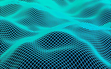 Zelfklevend Fotobehang Abstract landscape on a dark background. Cyberspace grid. hi tech network. 3D illustration © Plastic man