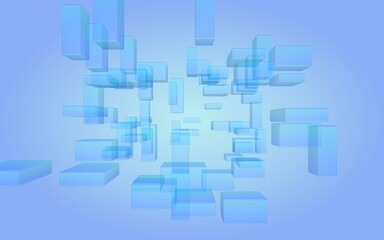 Blue and purple abstract digital and technology background. The pattern with repeating rectangles. 3D illustration