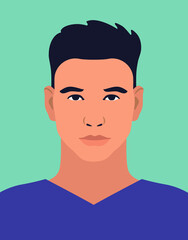 young man in a t-shirt on beige background