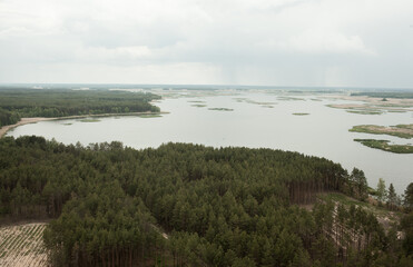 Top view on the Kyiv sea and the nearest forests