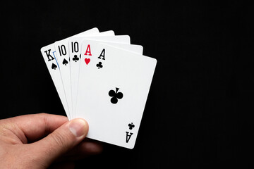 Two pair combination in poker on black background. Poker  combinations concept.