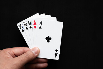 Pair combination in poker on black background. Poker  combinations concept.