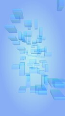 Obraz premium Blue and purple abstract digital and technology background. The pattern with repeating rectangles. Vertical orientation. 3D illustration
