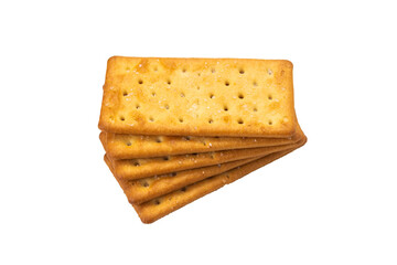 Cracker with salt isolated on white.