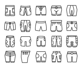 shorts icons set line design