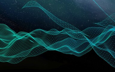 Abstract landscape on a dark background. Cyberspace grid. hi tech network. Outer space. Starry outer space texture. 3D illustration