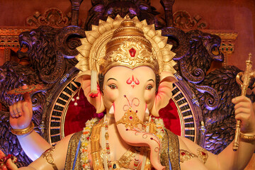 Lord Ganesha, Indian Ganesha Festival, Close up Shot.