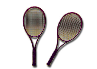 Tennisschläger, Zwei, Golden, Design