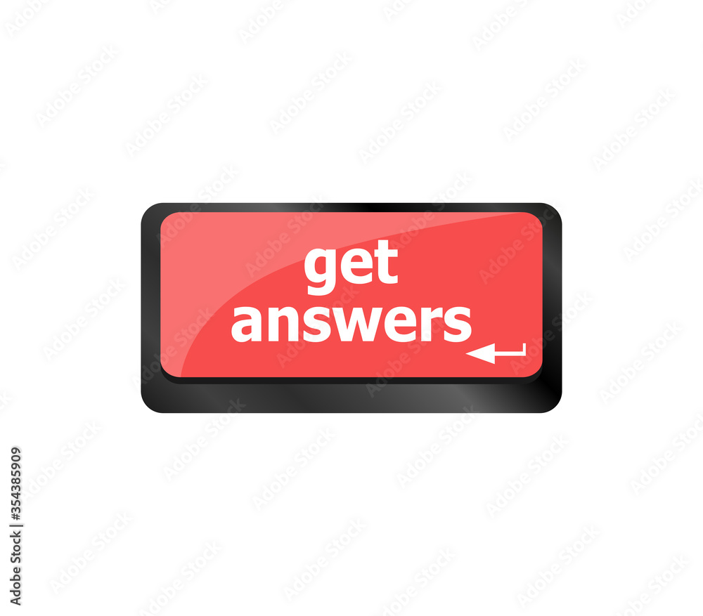 Poster a keyboard with a key reading get answers