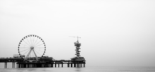 Black and white pier