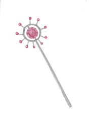 Watercolor illustration of a fairy princess magic wand