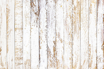 White painted and brown color of empty plank panel wood texture wall, old vintage grunge style with...