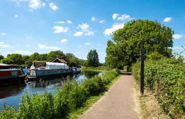 Peaceful canal scene on a sunny day