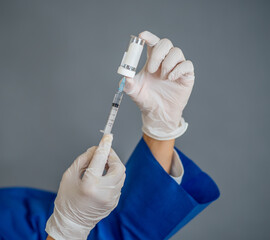 Scientist working on the development of the COVID-19 Vaccine. Coronavirus immunization treatment.