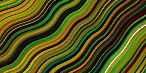 Dark Green, Yellow vector template with curved lines. Colorful illustration in circular style with lines. Pattern for websites, landing pages.